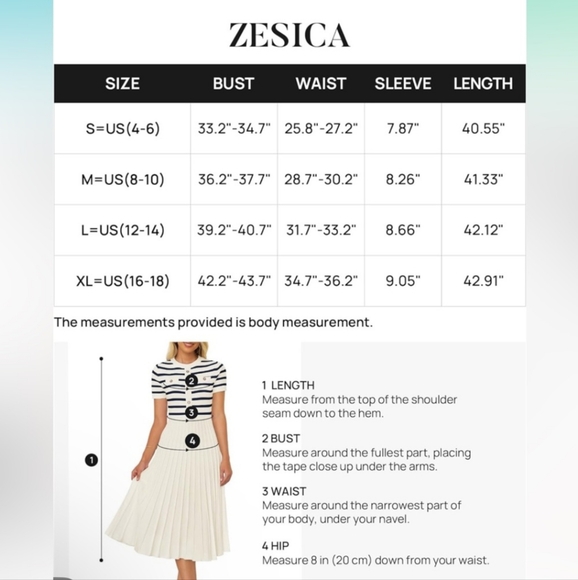 Zesica Midi Striped Crewneck Short Sleeve Knit Button Pleated Swing Dress XL - Picture 16 of 16